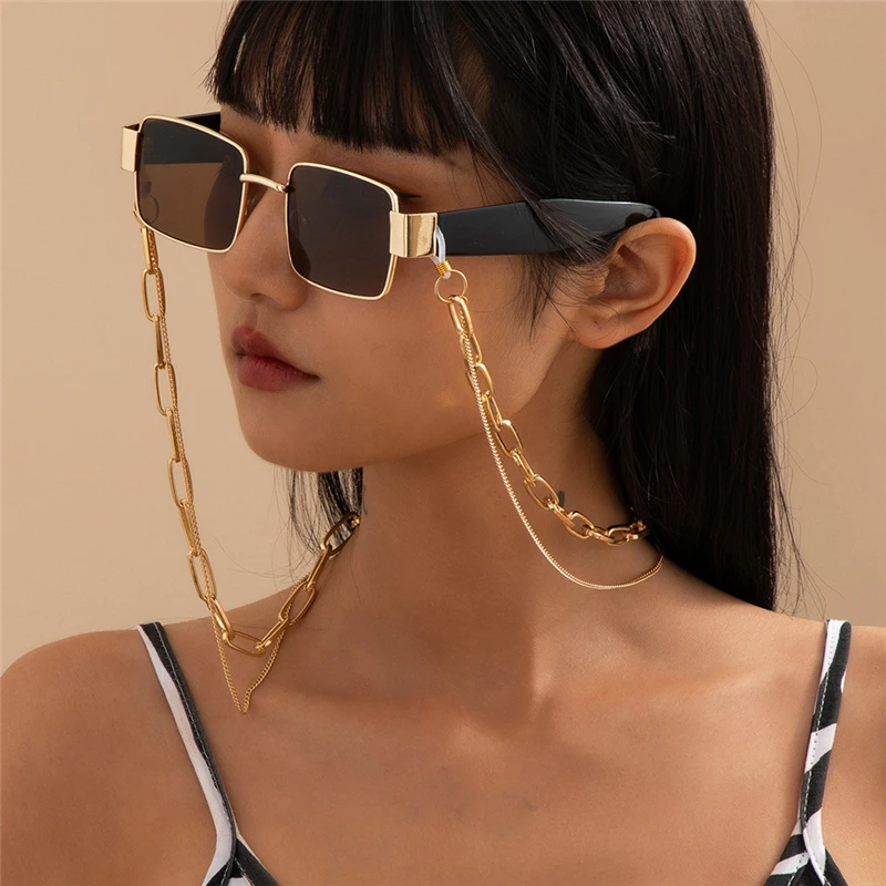 Hip Hop Multi-layer Sunglasses Chain Lanyard Neck Strap Thick Metal Chain For Glasses Fashion Women  Jewelry