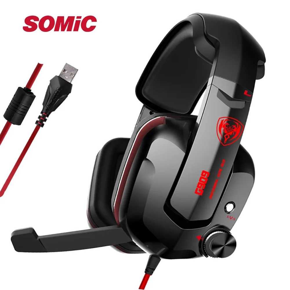 

SOMIC G909 Noise Canceling Headphones USB 7.1 Virtual Surround Sound Gaming Headset Vibration Headphone for PC Games