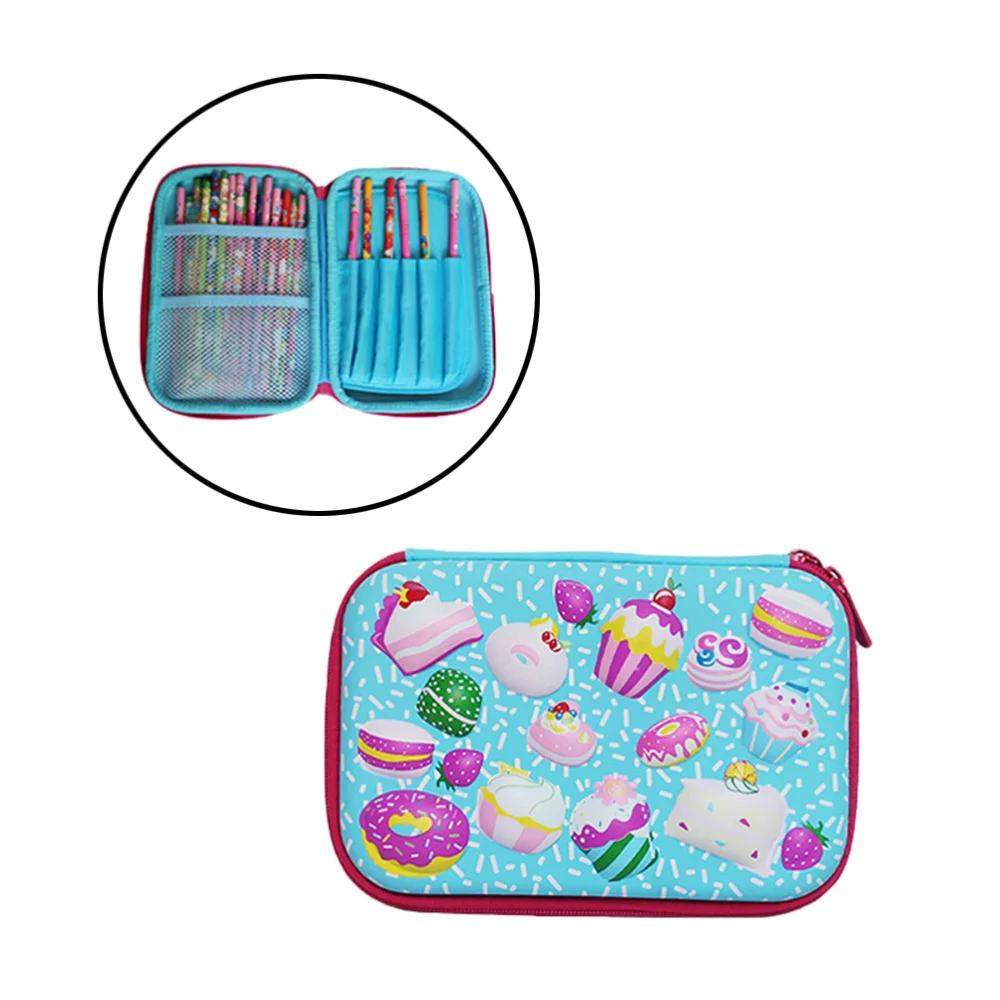 

Fashion Pencil Case EVA Shell Pen Bag Multi-function Pen Box Cartoon Pen Holder Container (Ice Cream Cake Background)