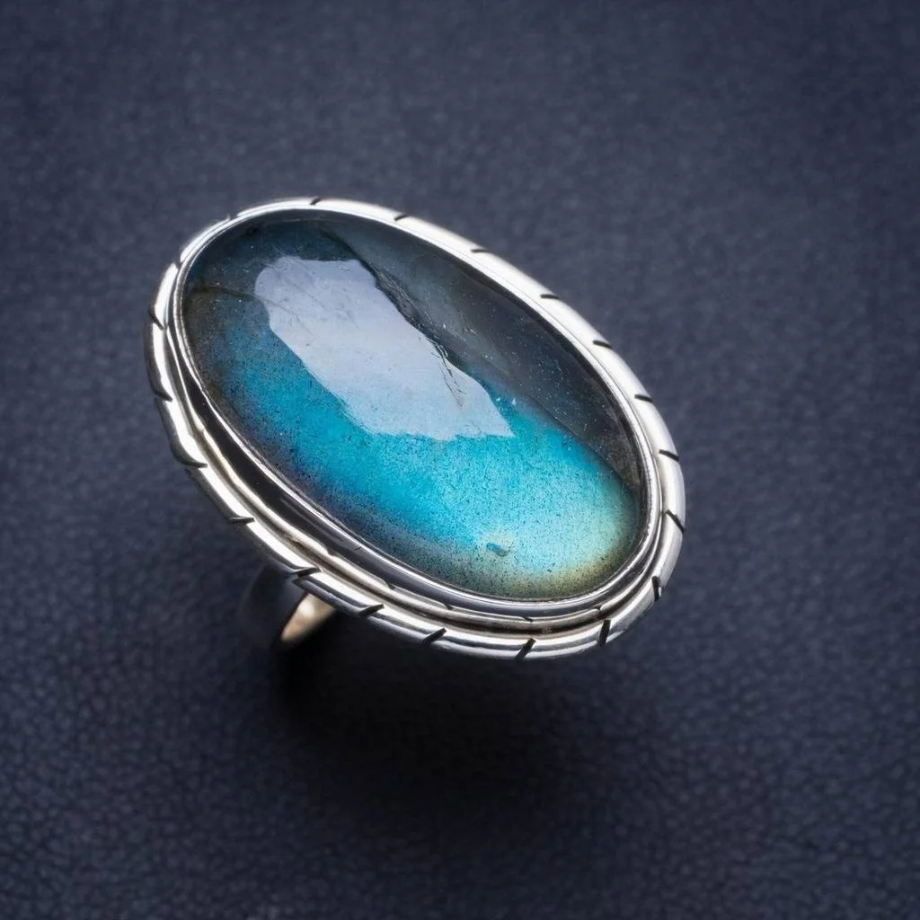 Кольцо из стерлингового серебра 925 пробы с натуральным голубым огнем и
