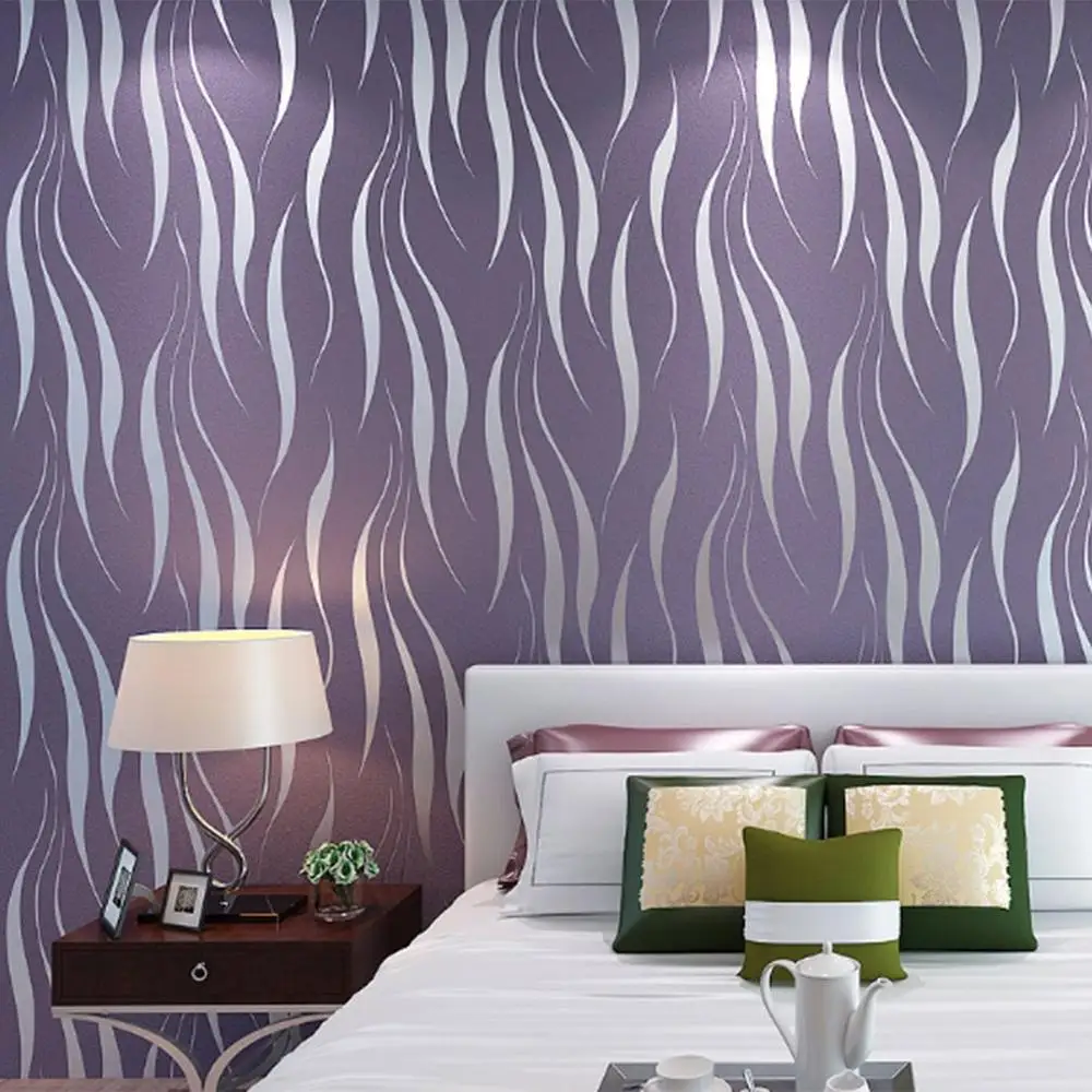Simple Elegant Wave Stripe TV Background Wallpaper Modern Living Room Sofa Beautiful Non-woven |