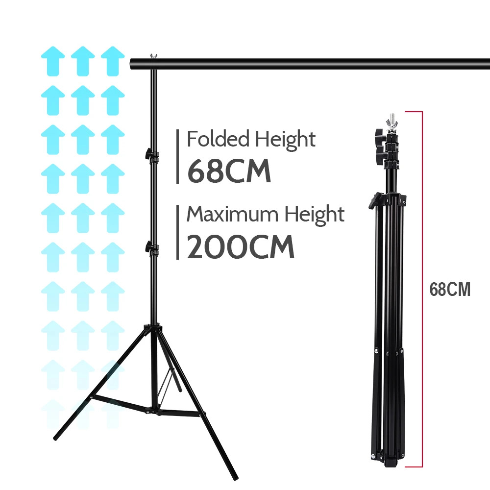 

ZUOCHEN Photography Adjustable 10Ft Background Support Stand Photo Crossbar Studio Kit Photo Studio Background Backdrop Support