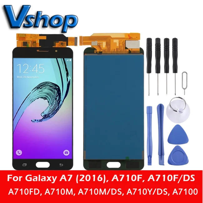 Сенсорный ЖК-дисплей и дигитайзер в сборе для Galaxy A7 (2016) A710F A710M A7100 с инструментами