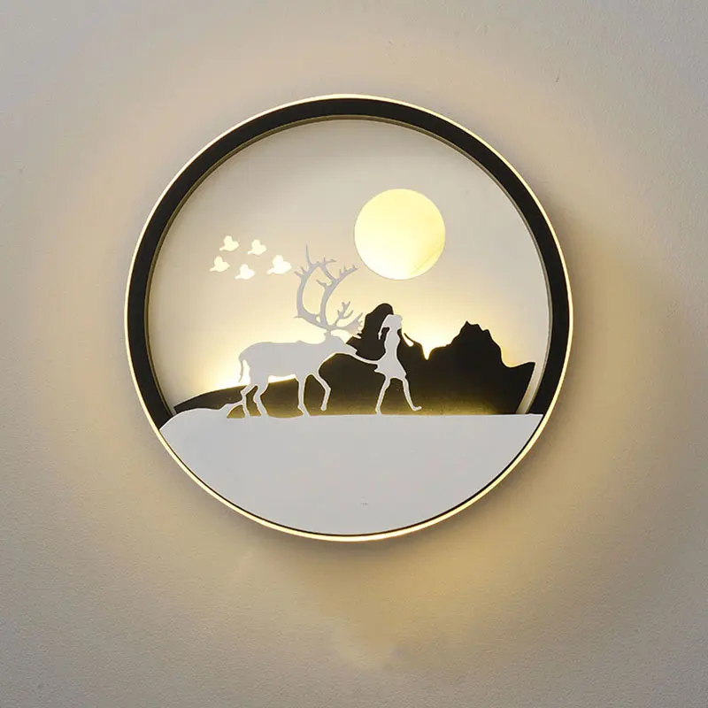 

Nordic bedroom bedside lamp wall lamp fawn aisle living room room background wall lamp simple creative personality dimmable