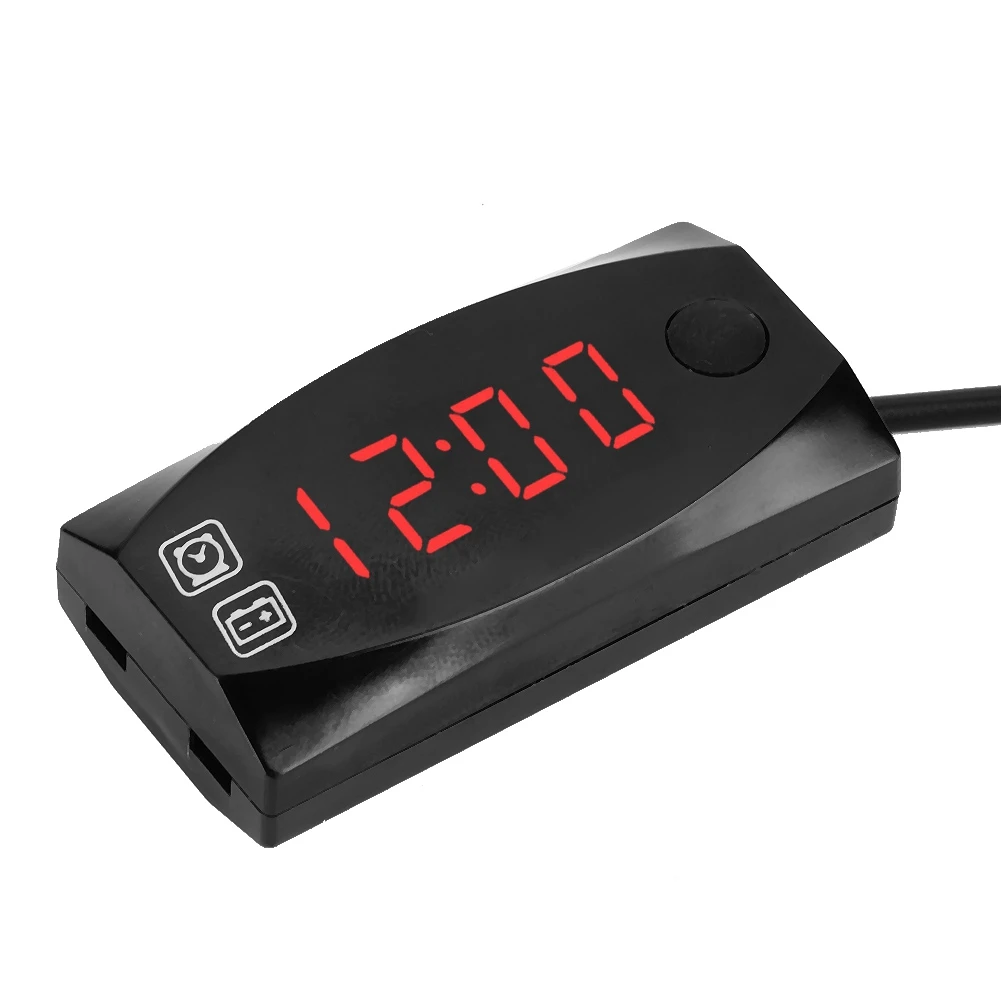 Вольтметр 2 в 1 светодиодный для мотоцикла с большим электронным дисплеем