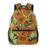 van gogh art backpacks junior school bags sunflower oil painting schoolbag kids backpack teen girls casual book bags satchel
