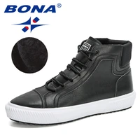 bona 2020 new designers high top skateboarding shoes mens simple sneakers plush winter footwear masculino comfy zapatos hombre