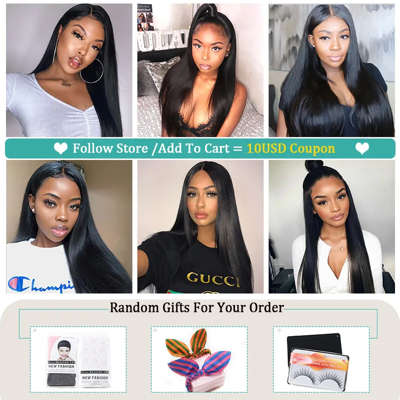 

Allove Straight Human Hair Wigs Pre Plucked Hairline With Baby Hair 8-26Inch 150% Peruvian 13X6X1 Lace Part Wig 4X4 Closure Wig