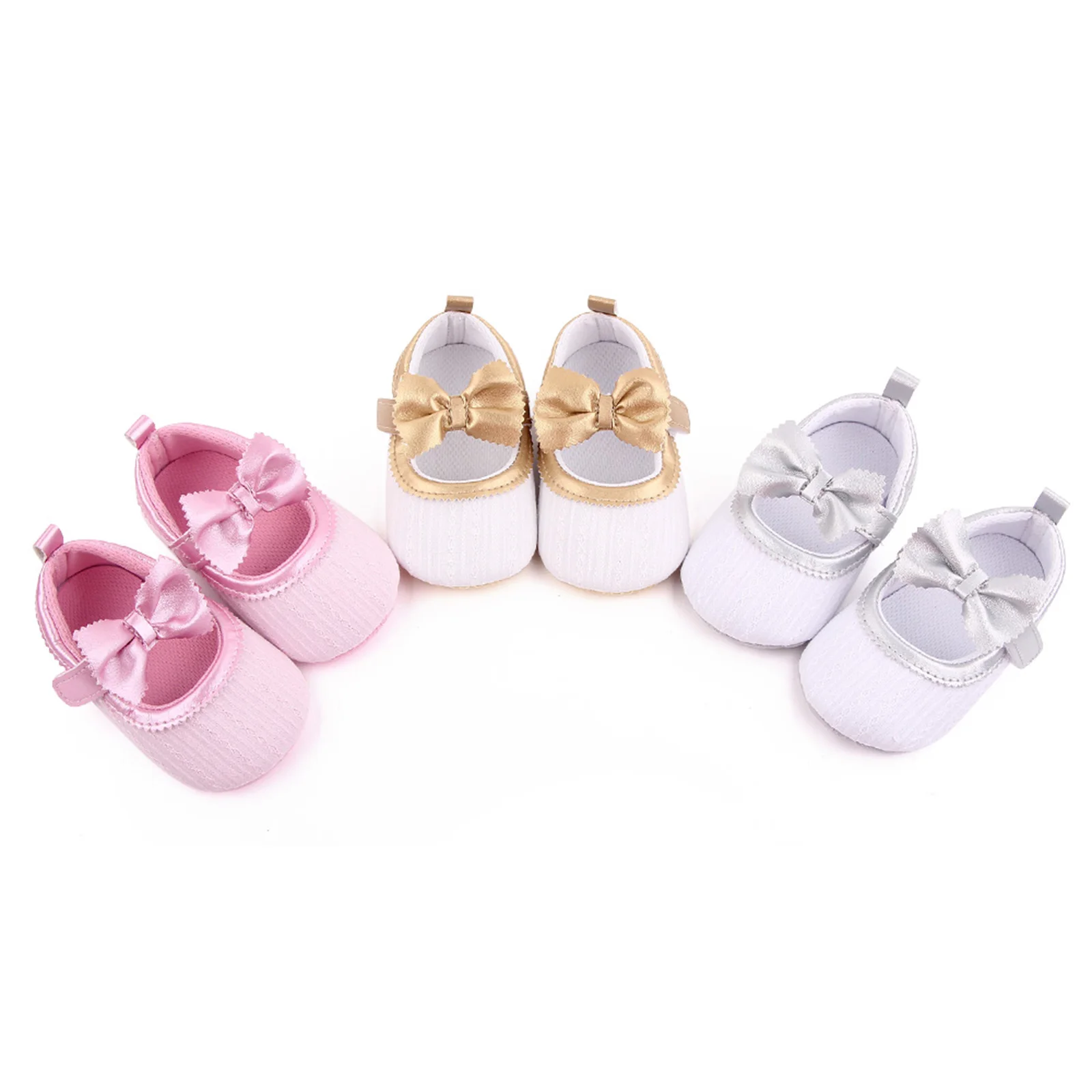 

Kids Princess Shoes, Baby Bowknot Anti-Slip Soft Sole Footwear Walking Shoes for Girls, Pink/Golden/Silver, 0-12 Months 2021