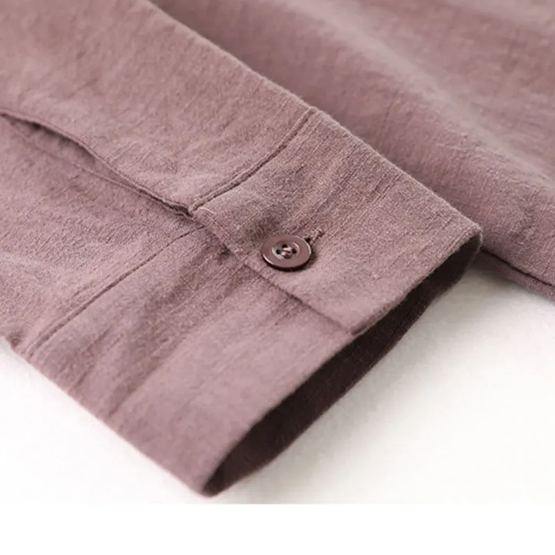 

Plus Size Cotton Linen Patchwork Women Dress Spring Autumn Long Sleeve Turn Down Collar Ladies Medium Long Shirt Dresses D0D321N