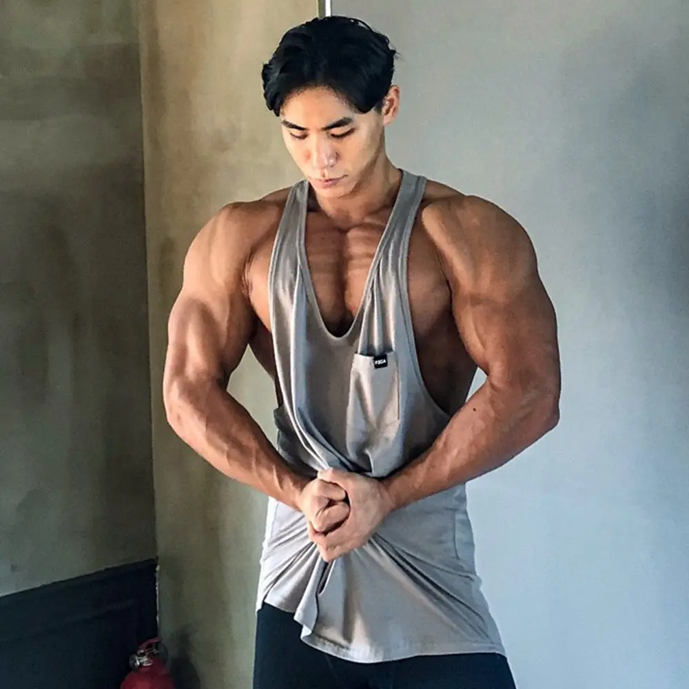 Майка мужская для тренажерного зала хлопок без рукавов повседневная майка