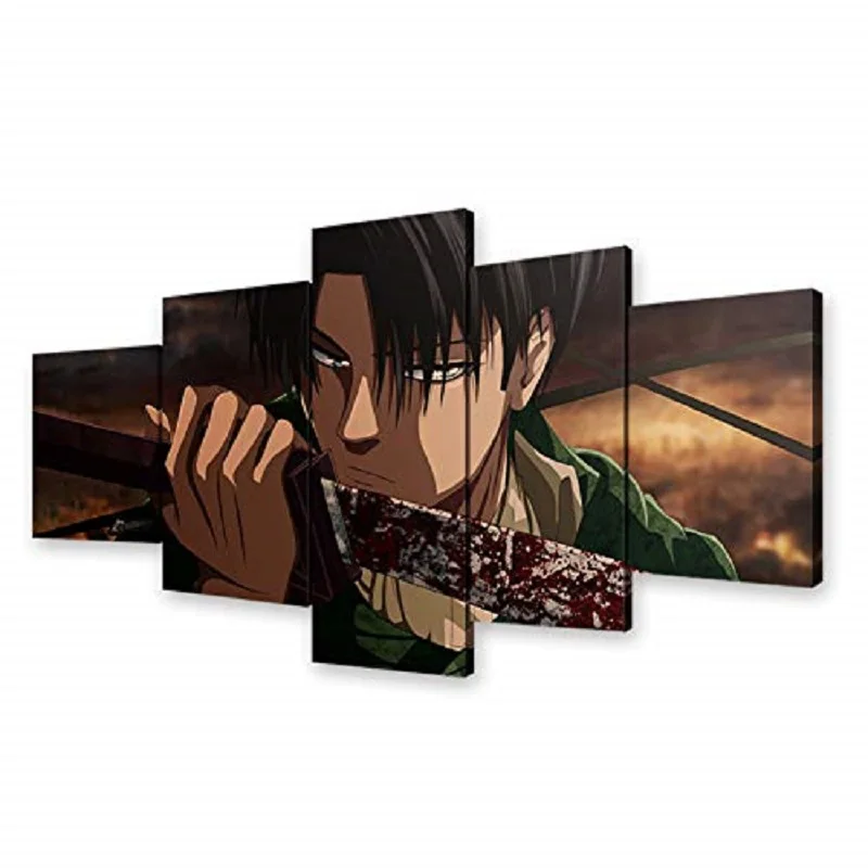 

No Framed Anime Attack On Titan 5 piece Wall Art Canvas Print posters For Living Room Paintings Painting Home Decor Pictures