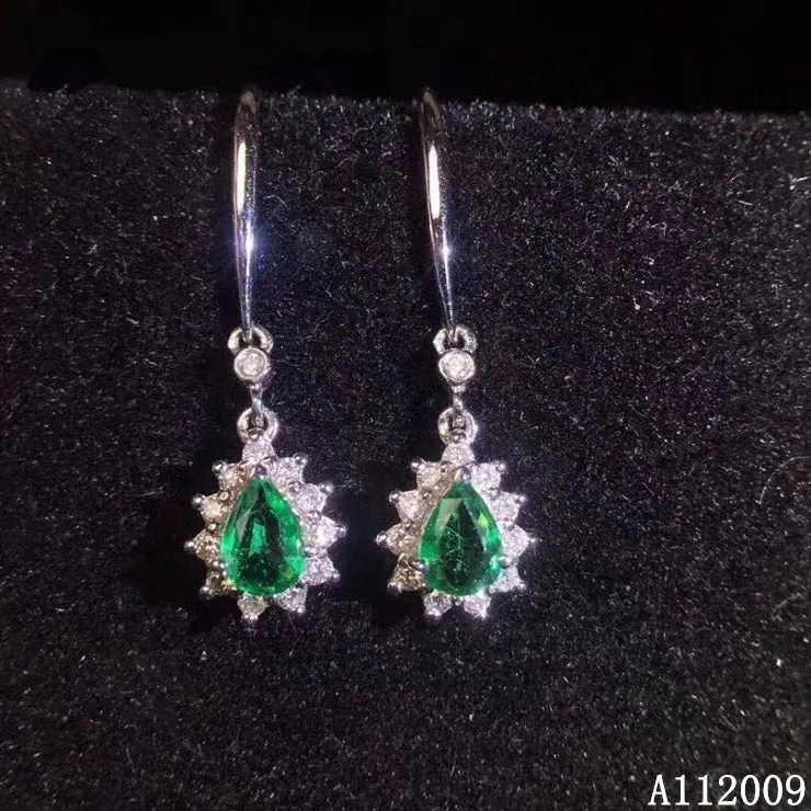 

KJJEAXCMY 925 sterling silver natural emerald earrings new ladies noble eardrop support test