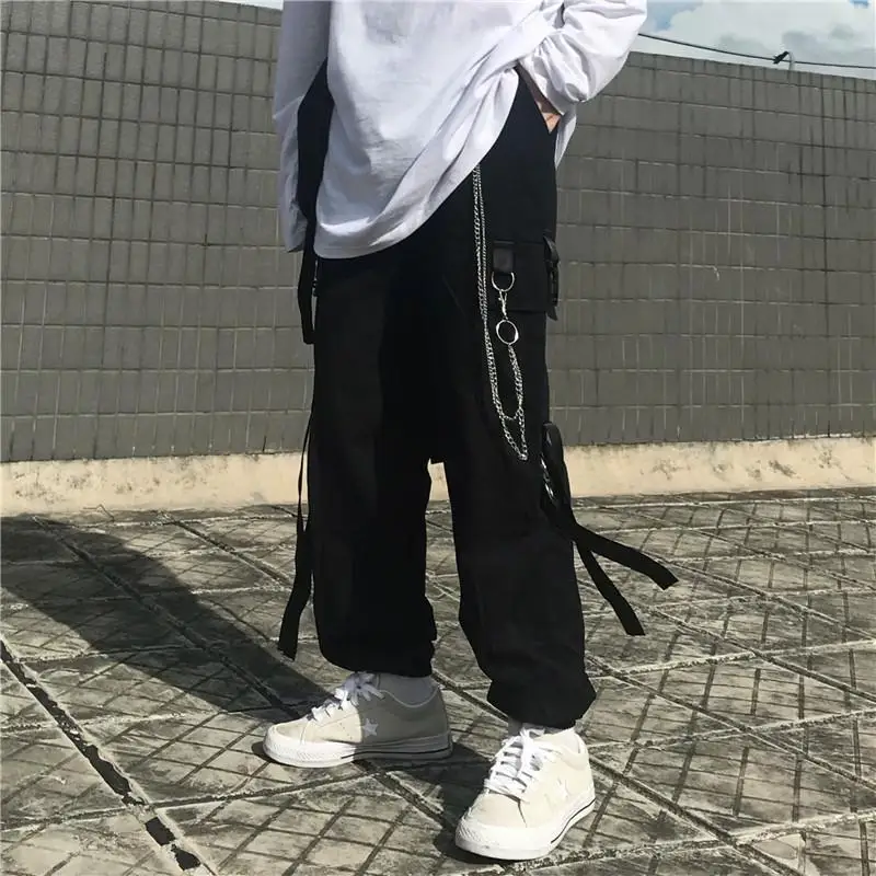 

Женские брюки-карго HOUZHOU Harajuku Techwear, черные брюки-карго больших размеров в стиле панк, уличная одежда в Корейском стиле, весенние брюки с высо...