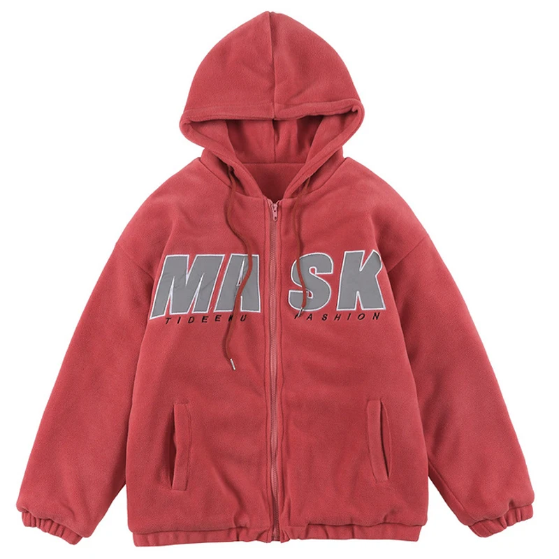 

Men Reflective Letter Couple Hoodie Sweatshirt худи оверсайз Unisex Winter Oversize Retro Fleece Cotton Cardigan Hoodies Tops