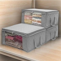 3pcs foldable storage bag non woven family save space home storage box quilt organizer holder anti dust clothes container