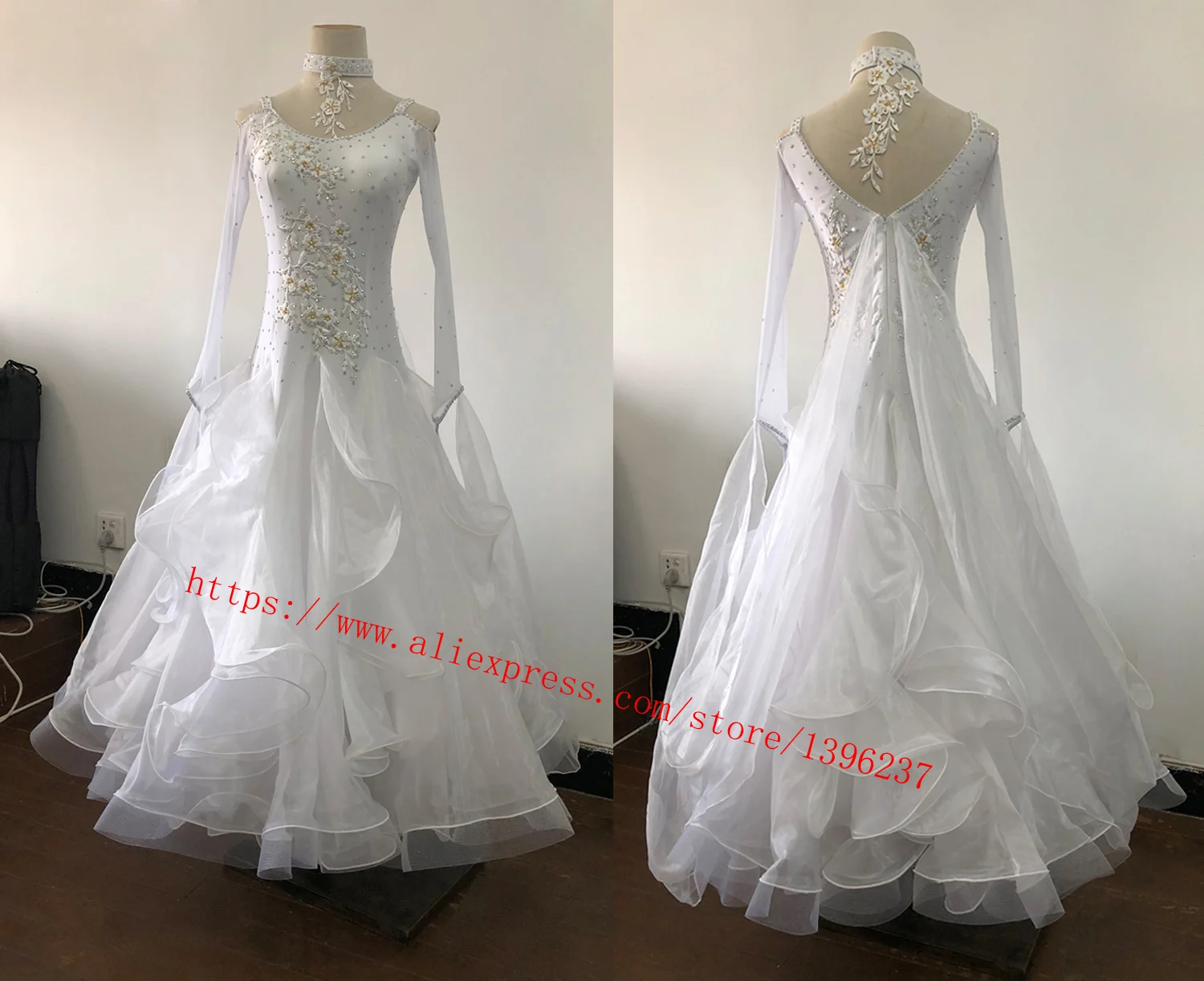 Женские платья для Бальных соревнований Женский костюм с длинным рукавом вальса