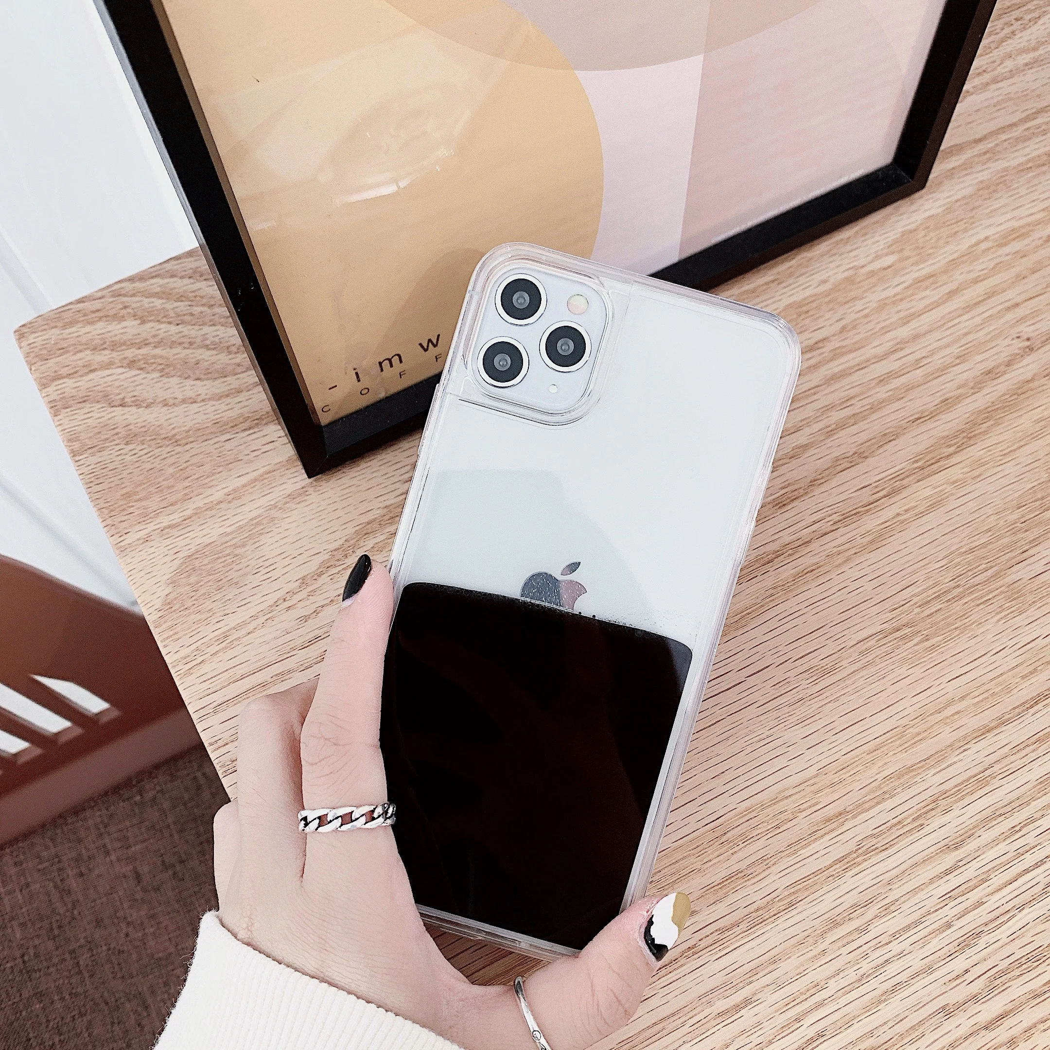 For iPhone 12 Pro Max Case Clear Neon Juice Liquid SB Coffee Clear Cover for iPhone 11 13 Pro Max XR 7 8 Plus x XS SE 2020 Cases