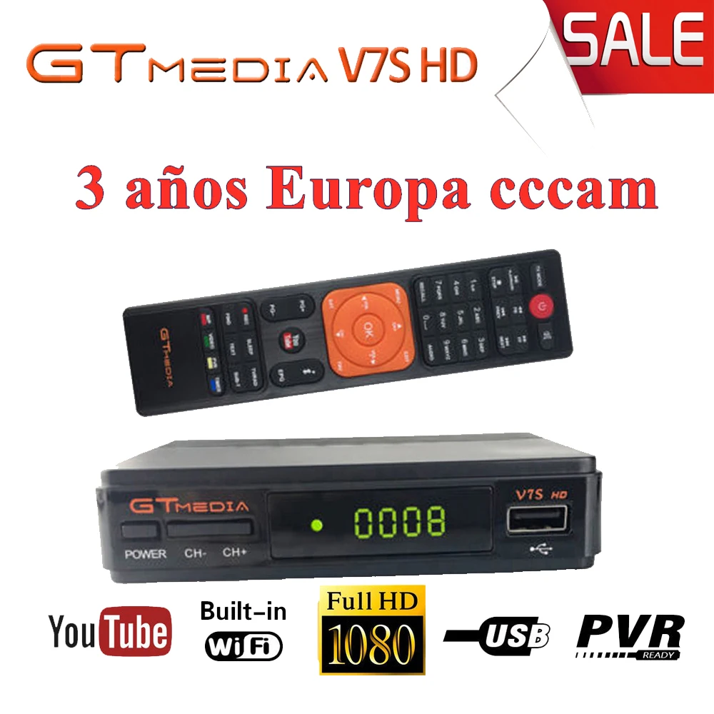 Горячая DVB S2 Freesat V7 hd с USB WIFI FTA ТВ приемник gtmedia v7s питание от freesat v7 поддержка Европа