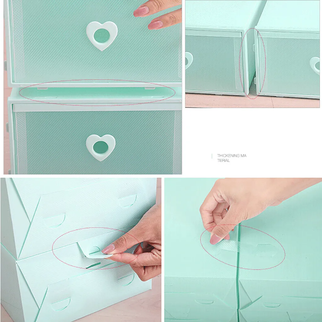 Складная коробка для хранения обуви пластиковый прозрачный чехол Штабелируемый