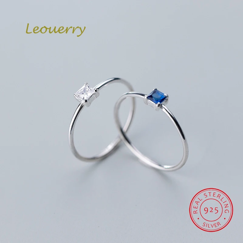 Leouerry 925 стерлингового серебра шикарный сине-белые Циркон Открытые Кольца для