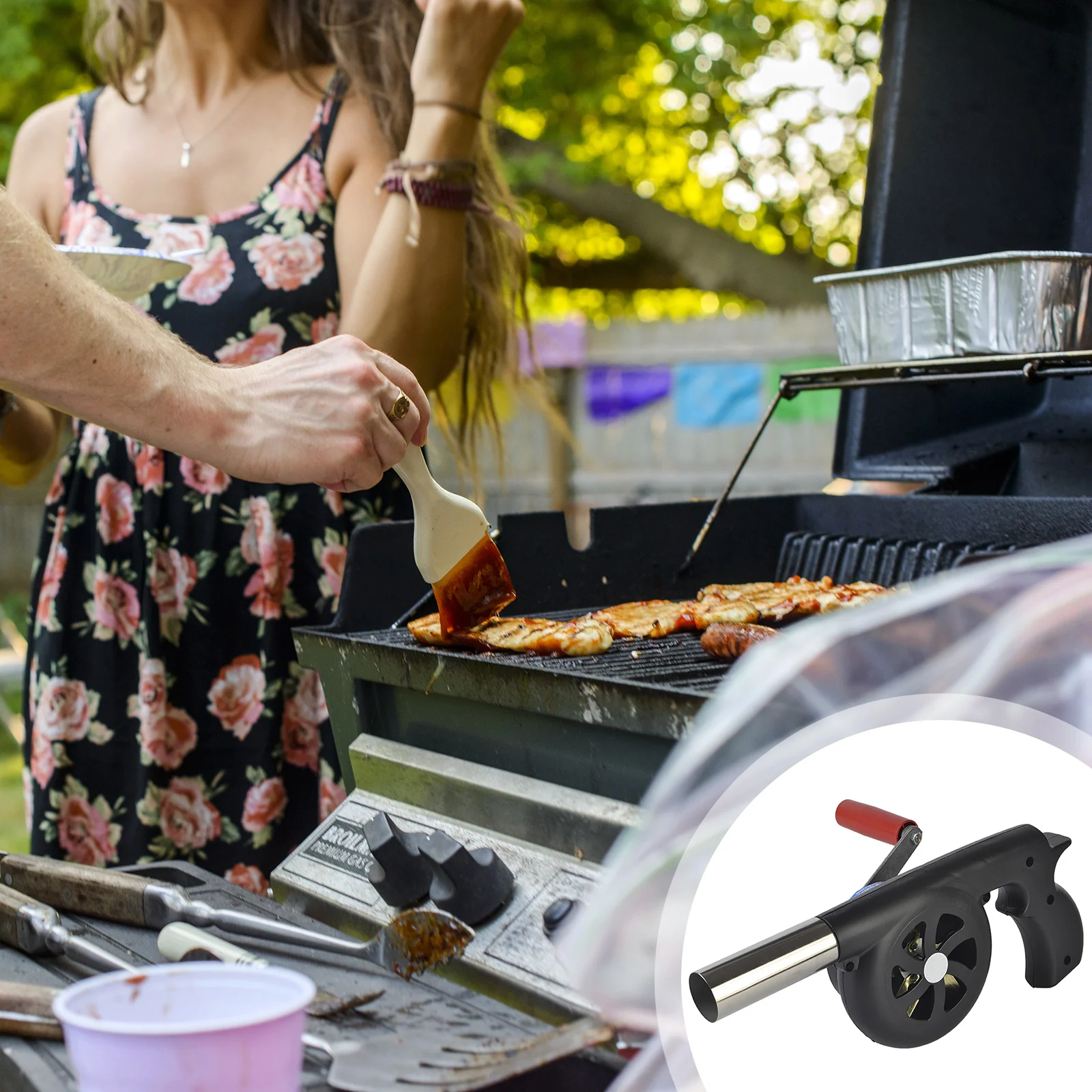 

1PC Outdoor Cooking BBQ Fan Air Blower For Barbecue Fire Bellows Hand Crank Tool For Picnic Camping For Outdoor Cooking