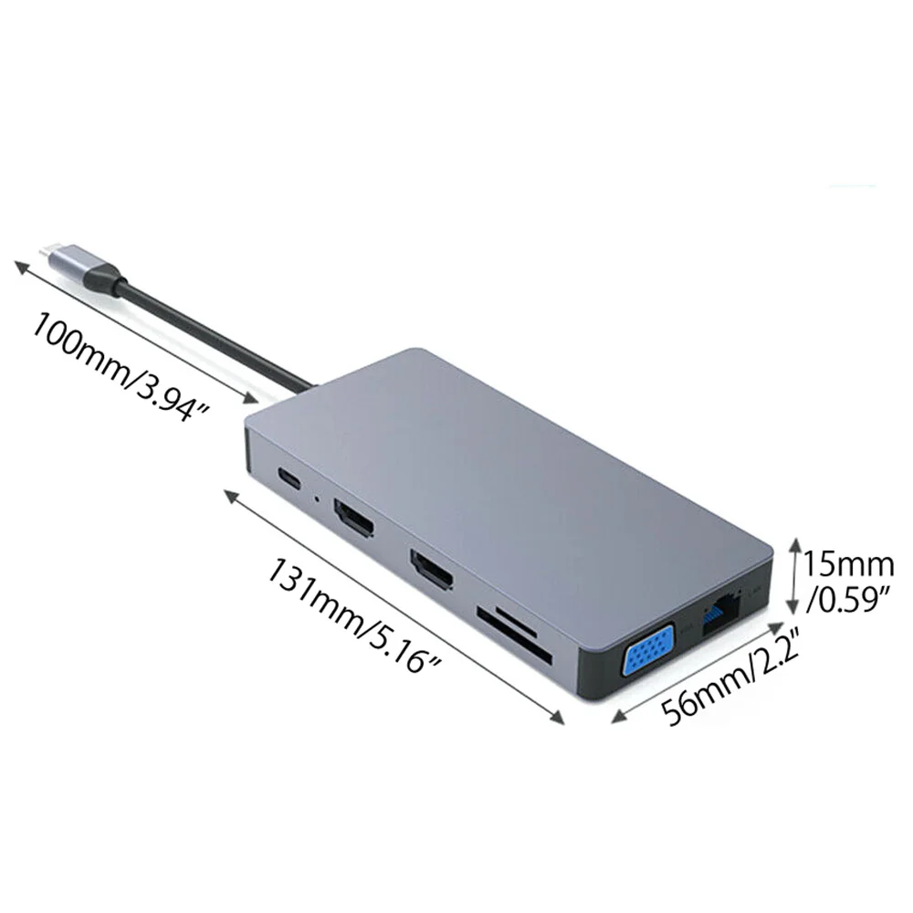

12 in 1 USB Hub 3.0 Splitter High Speed 12 Ports Type C HUB Laptop Docking Station USB 3.0 /2.0 Reader HDMI VGA PD USB Hub