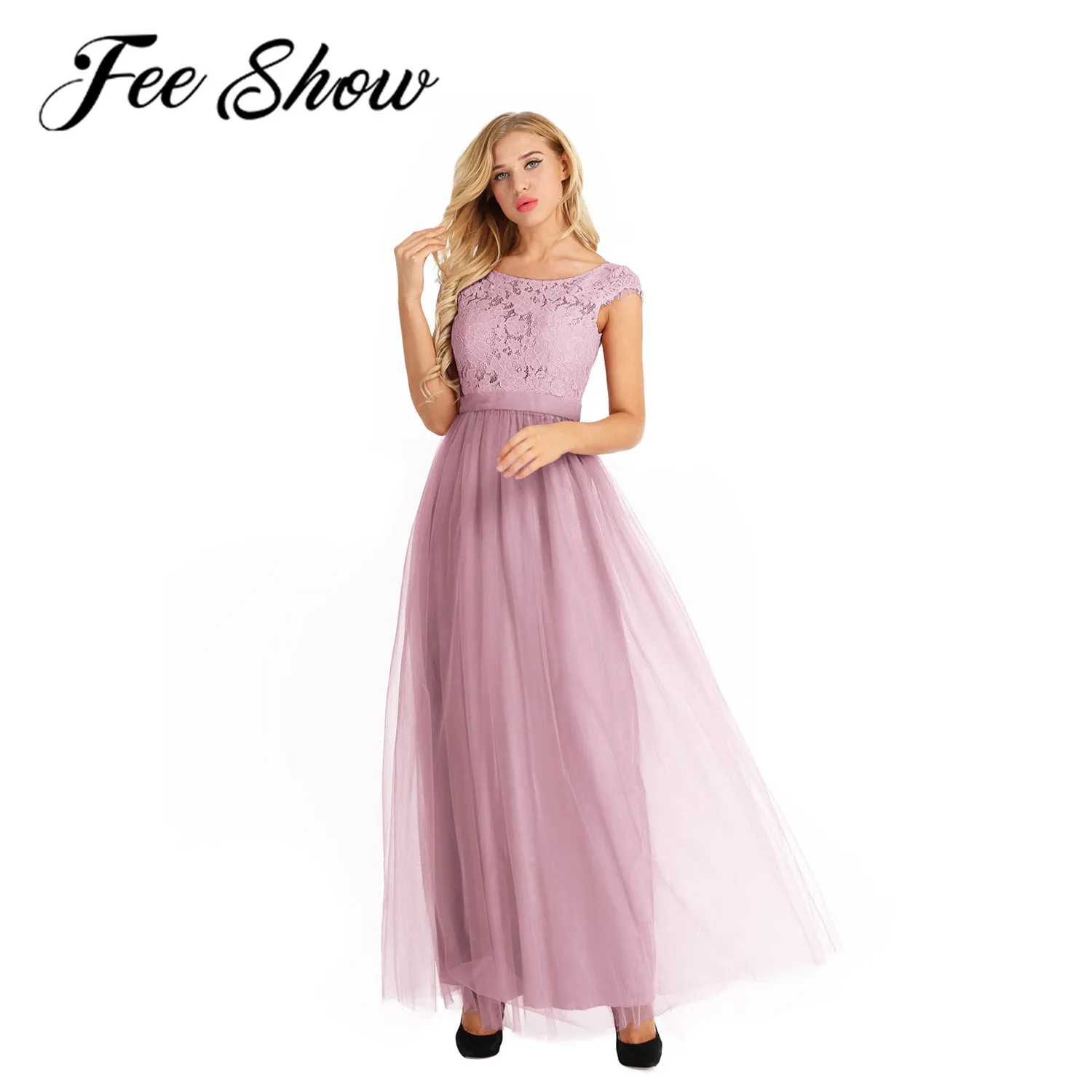 Элегантное женское длинное Тюлевое платье для взрослых женщин с рукавом