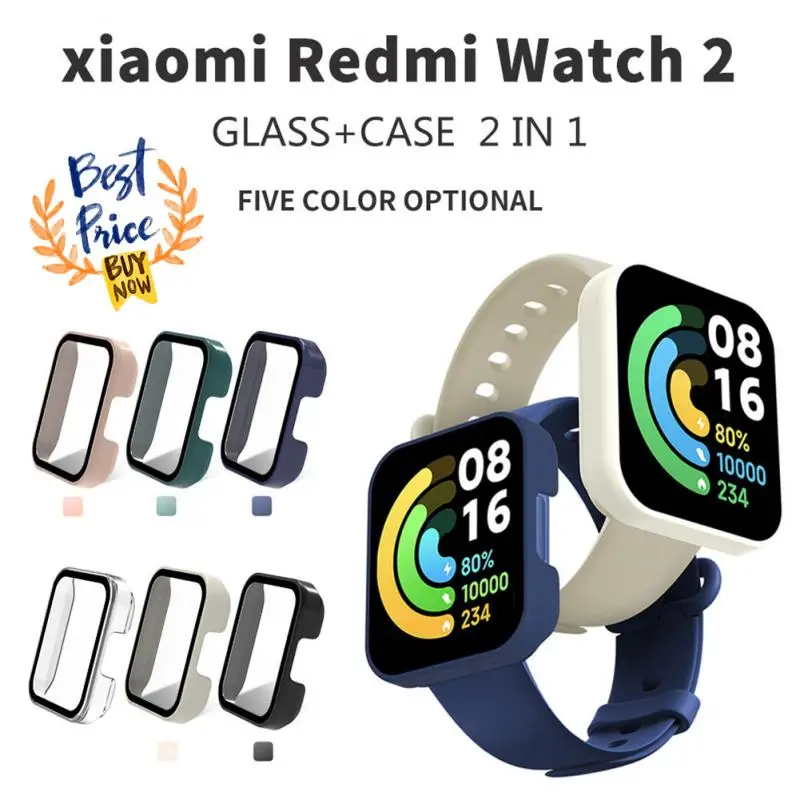

PC Hard Shell Glass Screen Protector Film Case Frame For Xiaomi Redmi Watch 2/Mi Watch Lite Protective Cover Watch2 Accessories