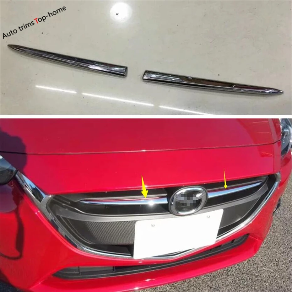 

Yimaautotrims Exterior Refit Kit Fit For Mazda 2 Demio 2015- 2021 ABS Chrome Front Grille Grill Decoration Strip Cover Trim