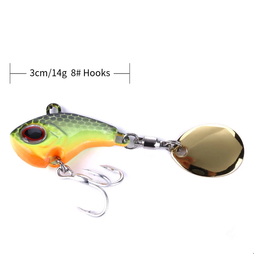 1 Pcs VIB Rotating Metal Fishing Lure 9g 13g 16g 22g Spoon Hard Bait Winter Ice Fishing Tackle Crankbait Vibration Spinner