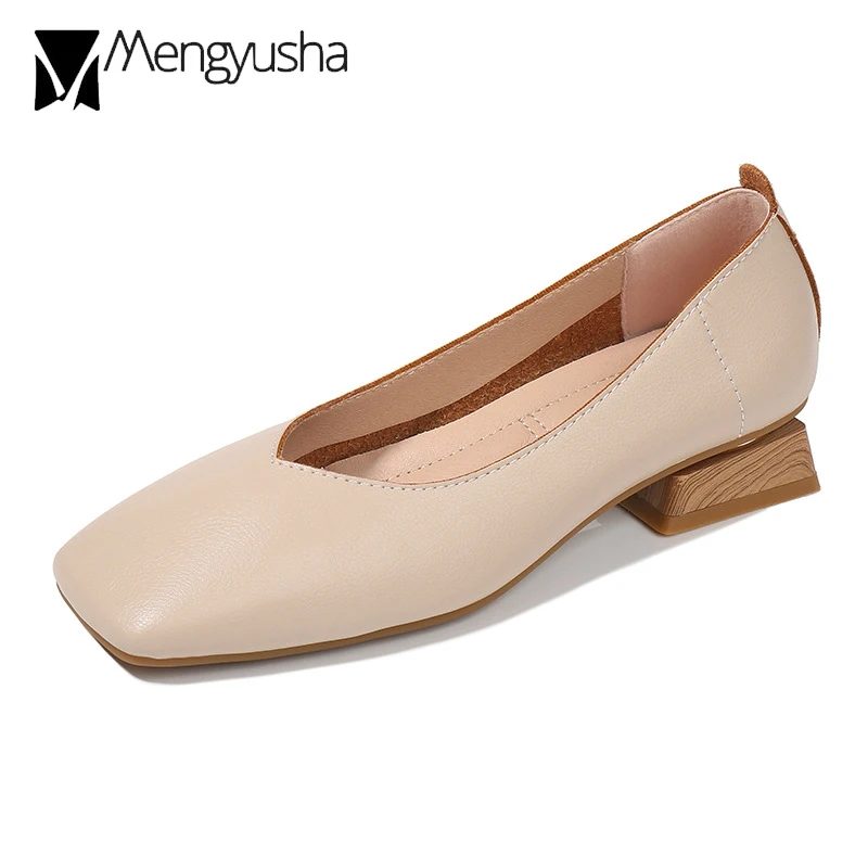 Короткие однотонные тонкие туфли женские осенние новые модные Неглубокий