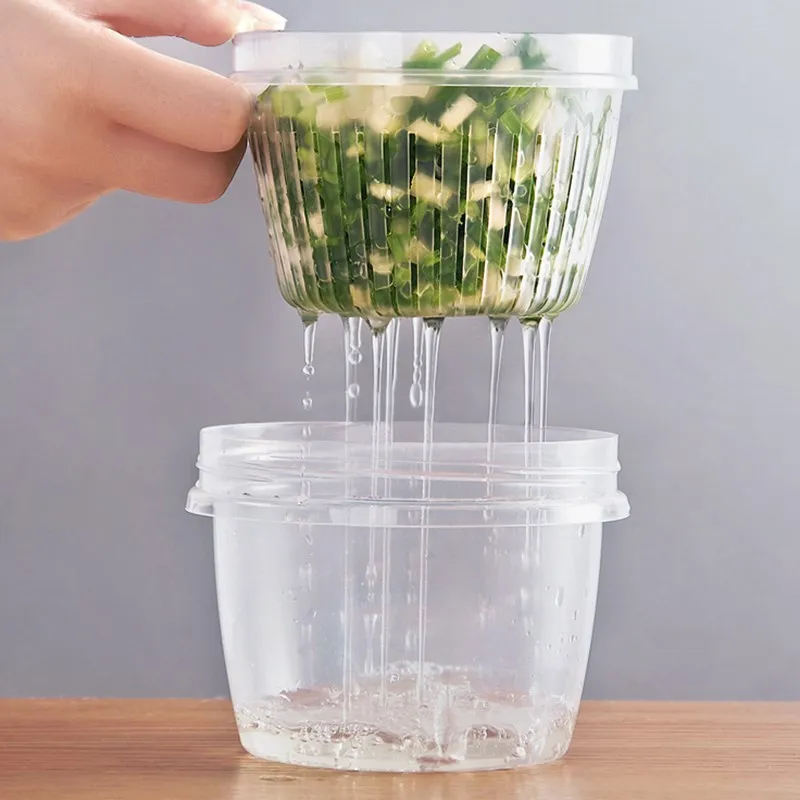 Пластиковые круглые сливные герметичные контейнеры для хранения двойные с