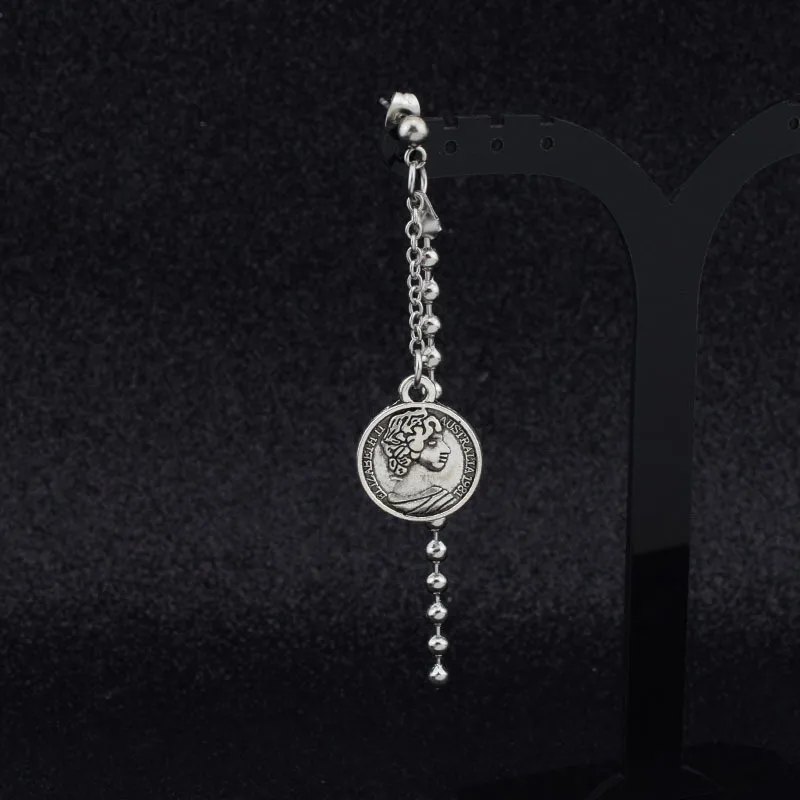 

Single Stainless Steel Cross Shelf Asymmetric Men and Women Earrings Korean Star Celebrity Inspired Classic Avatar Earrings