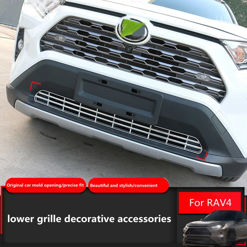 

Подходит для 2021 Toyota RAV4 Нижняя решетка радиатора отделка гальваническое покрытие Передняя Центральная решетка подсветка полоса Передняя пе...