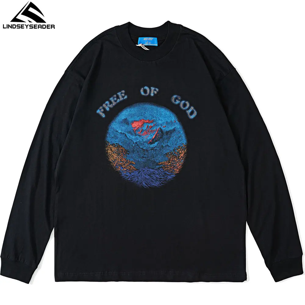 

2021 Men's T-shirt Printed Hip Hop Oversized Streetwear Harajuku Autumn Full Sleeve T Shirt Cotton Tops Men Casual Clothing