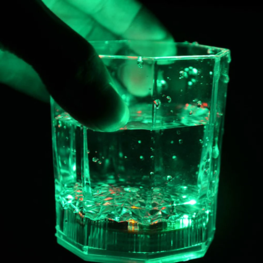 LED Wine Glass Cup Water bottle Sensitive Discoloration Illuminated Octagon Romantic Atmospheres Flash Cups | Дом и сад