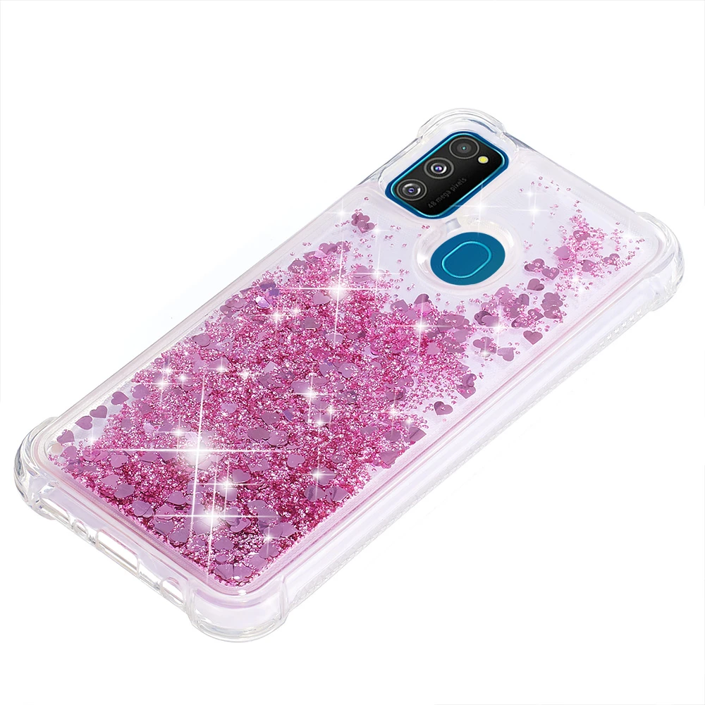 Luxury Love Heart Sequin Quicksand Case For Samsung Galaxy A70 A50 M30S A10E A40 Ultra thin Shiny Beautiful Soft TPU Cover | Мобильные
