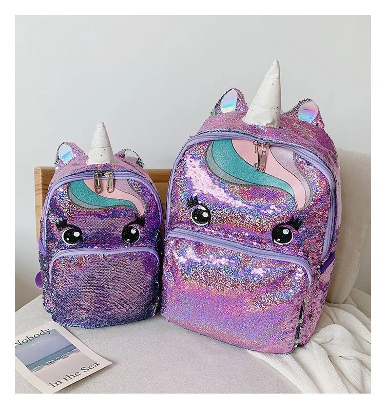 Large Purple JI HAO брендовый дизайн детский рюкзак из искусственной кожи на молнии женский рюкзак для путешествий модные блестки большой емкости Симпатичные Рюкзаки - Цвет: Large Purple