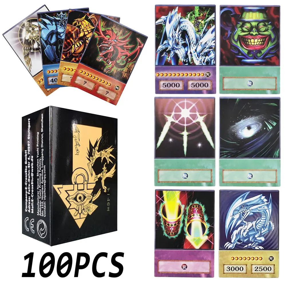 Карточки в стиле аниме Yu-Gi-Oh 100 шт. голубые глаза темный маг экзодия обелиск слизер