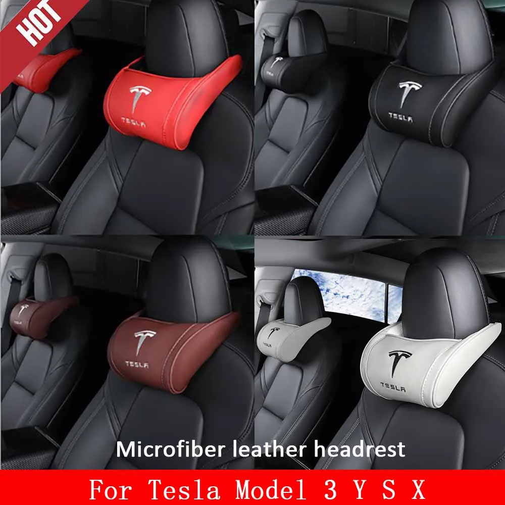 

Microfiber Leather Headrest for Tesla Model 3 S X Model Y Car Seat Headrest Neck Pillow Cushion Neck Headrest Waist