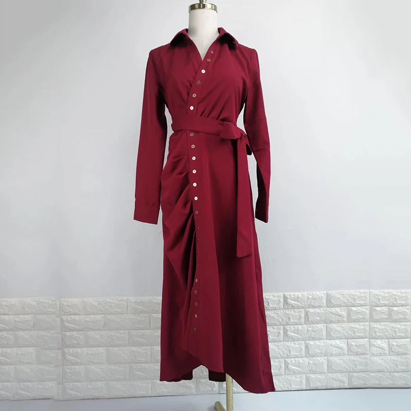 Платье TWOTWINSTYLE Осеннее с высокой талией и треугольным вырезом|Женские платья| |