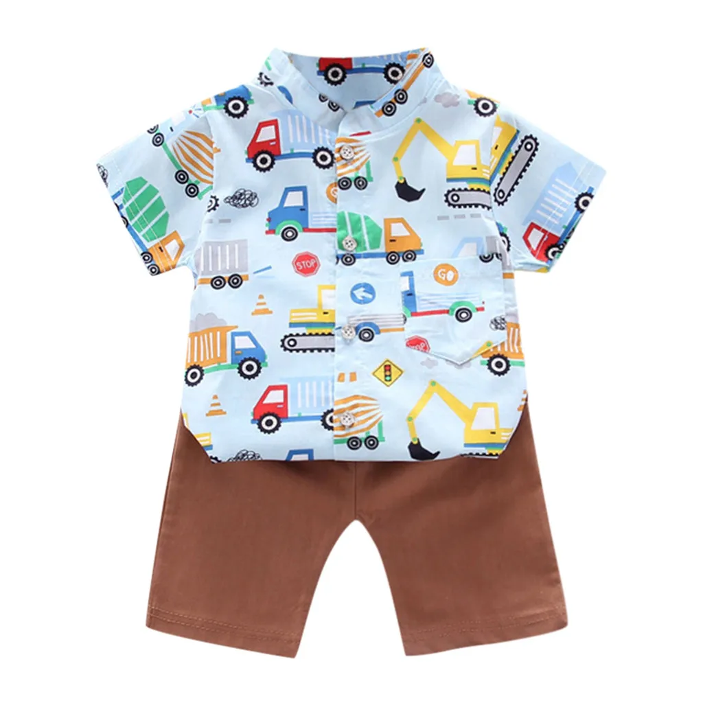 Новинка 2020 Модный летний комплект одежды для маленьких мальчиков и девочек топы