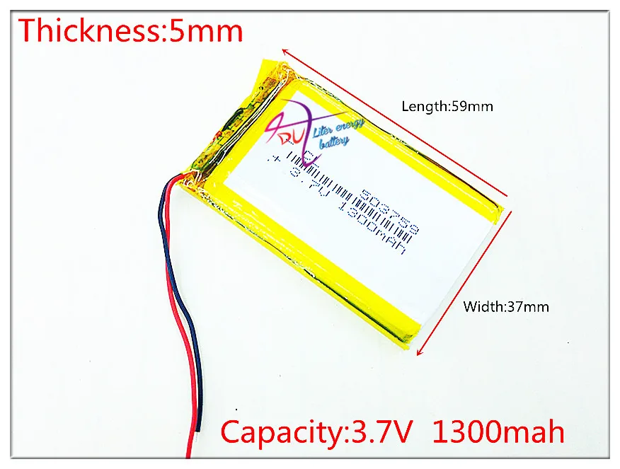 1PCS Литровая энергетическая батарея 3,7 V 1300mAh литий-полимерная батарея 503759 навигатор MP3 gps универсальный перезаряжаемый аккумулятор - Цвет: 1PCS