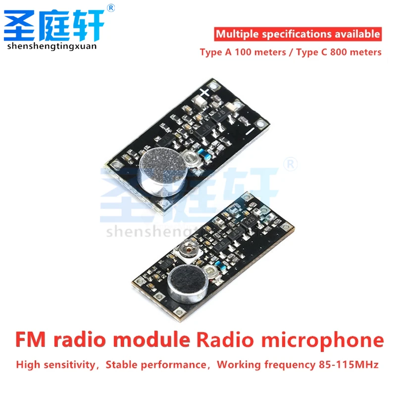 Плата модуля передатчика наблюдения, 88-115 МГц, беспроводной FM-микрофон для Arduin o, регулируемый конденсатор 2 В постоянного тока 9 в 9 мА напряжение