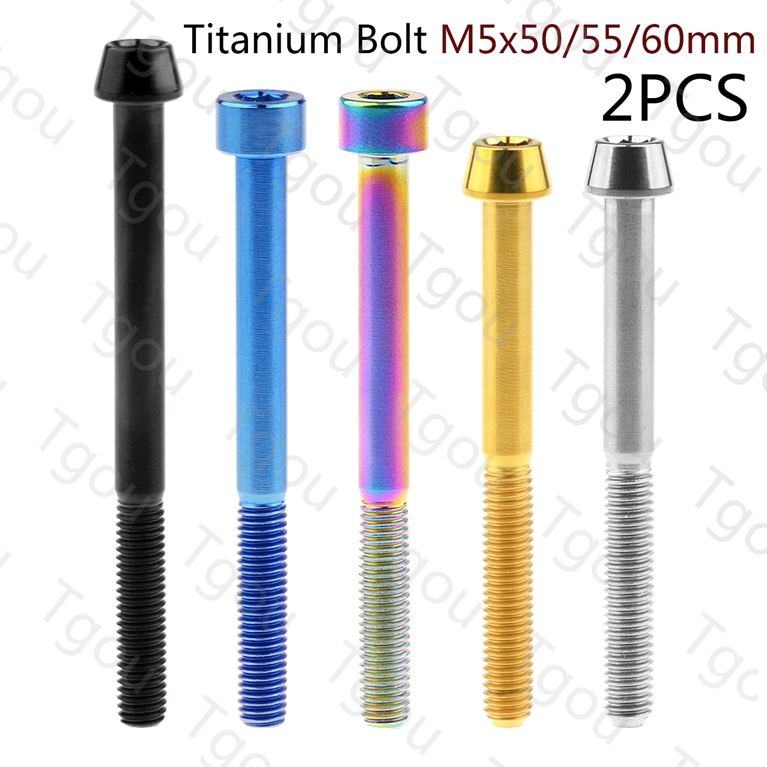 

Титановый болт Tgou M5x50/55/60 мм, шестигранные винты с головкой для велосипеда, 2 шт.