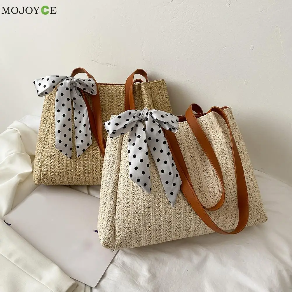 

Women Shoulder Bags Soft Straw Fashion Soft Underarm Bag Tote Ladies Solid Chic Designed Handbags for Shopping