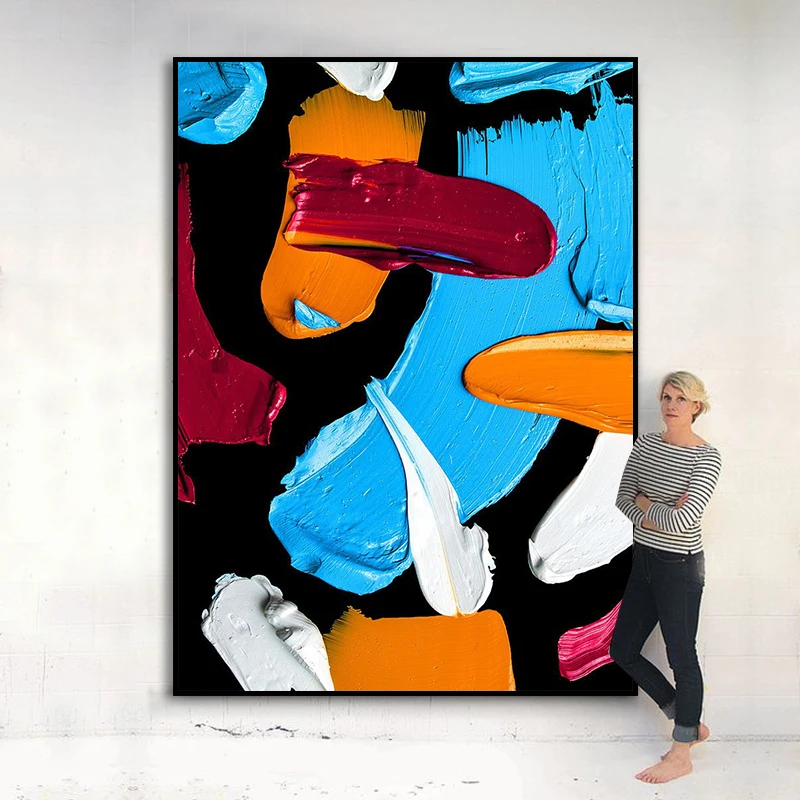 Ручная роспись маслом современная абстрактная трехмерная текстура нож Синий