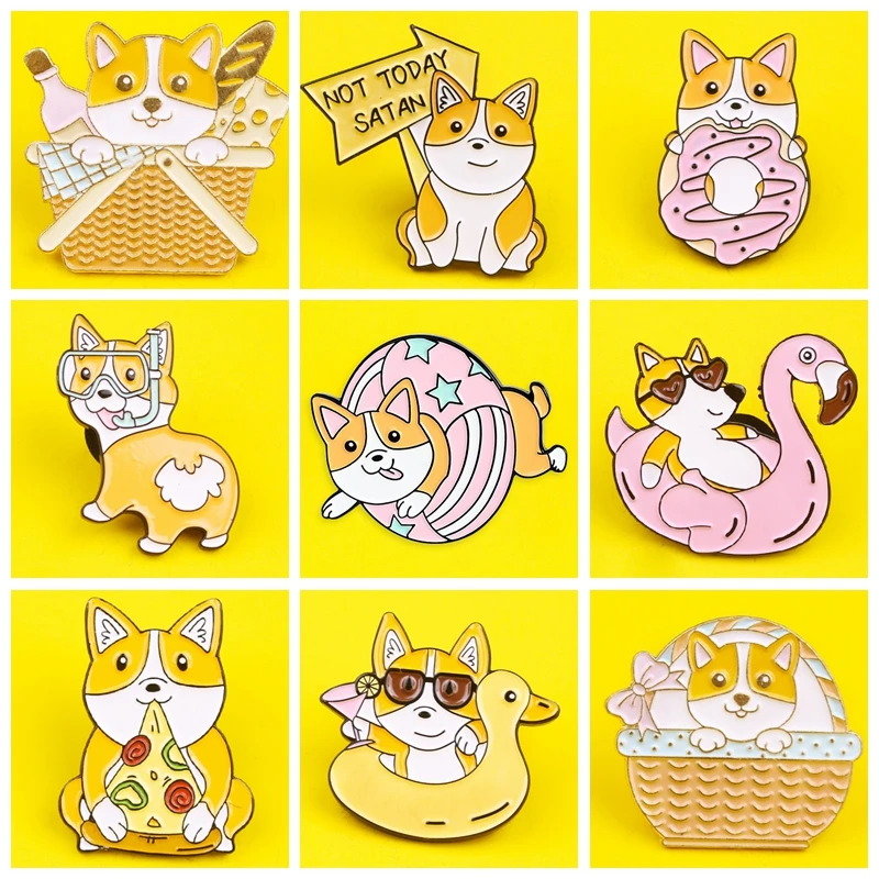 Корги собака броши в виде животных Pin узор металлические значки и для Для женщин