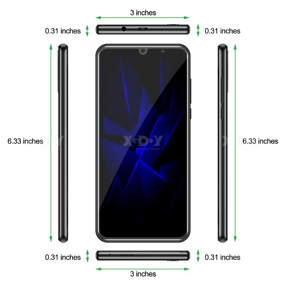 XGODY mateX 3G Смартфон Android 9 0 18:9 qHD MTK6580 2GB16GB 2800 мА/ч Две сим карты 5.0MP Камера GPS Wi Fi 6
